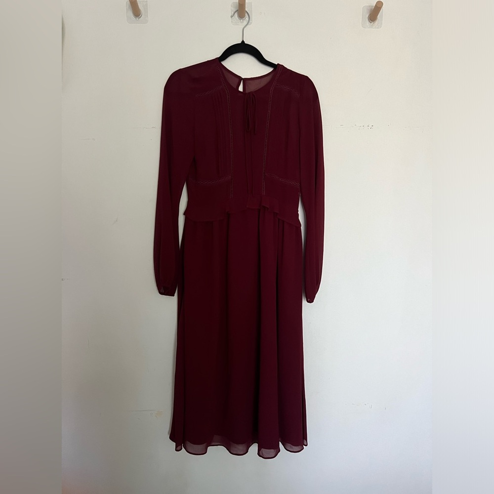Chelsea28 Deep Red Long Sleeve Dress
